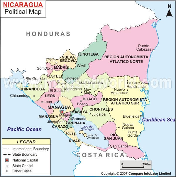 Nicaragua politisch Map